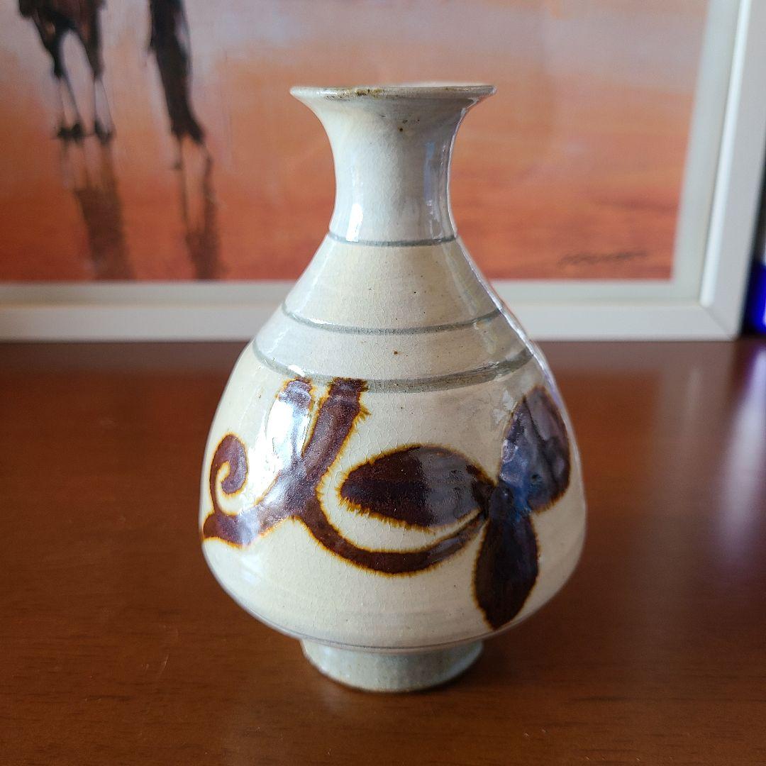 高麗　絵刷毛目瓶　鶏竜山窯　宋善常作