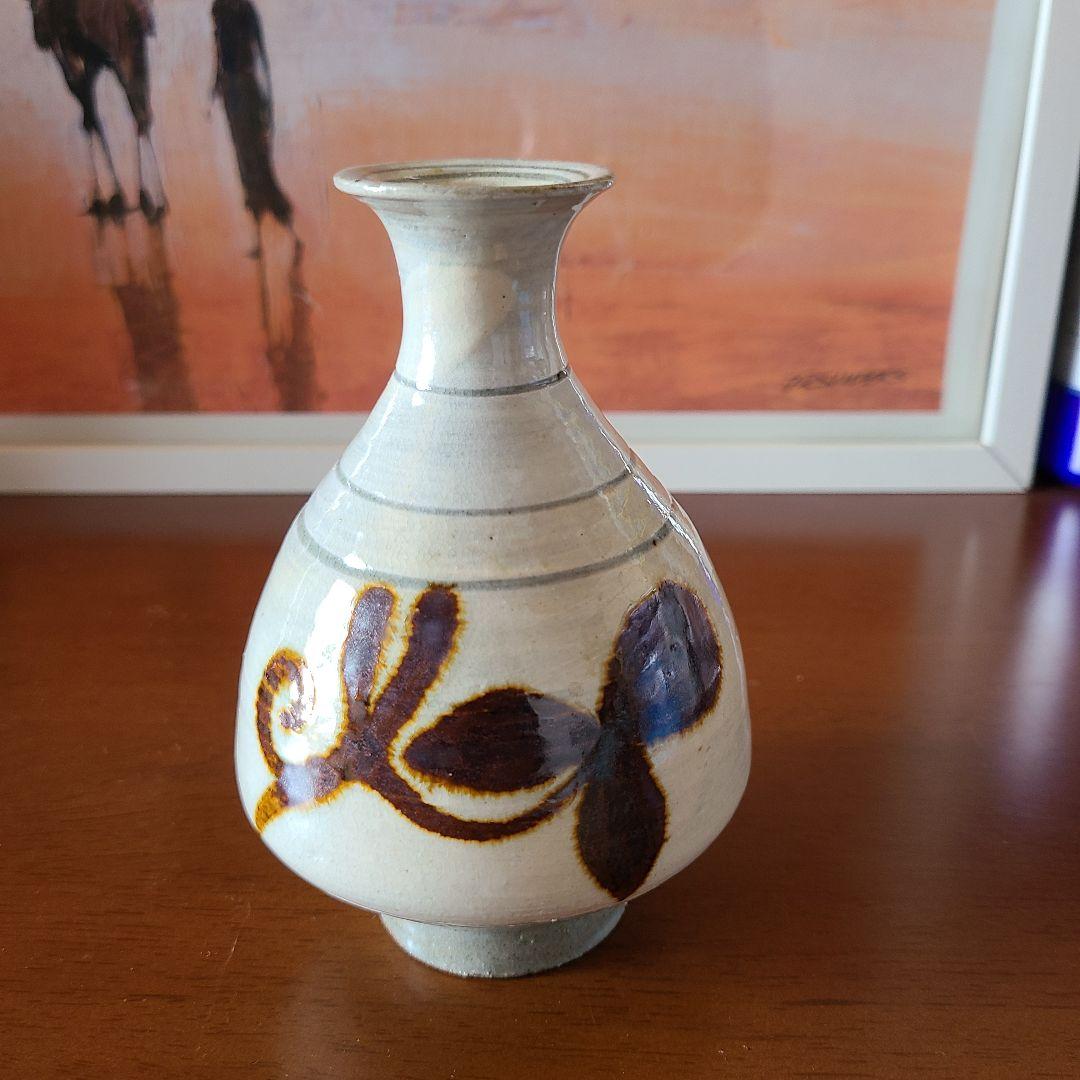 高麗　絵刷毛目瓶　鶏竜山窯　宋善常作