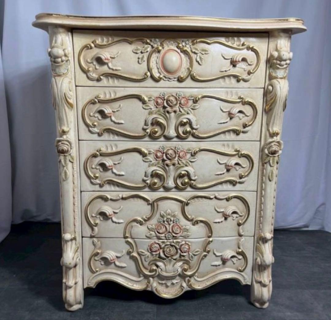 フレンチスタイル 木製 チェスト 5 引き出し ロココ調 バロック