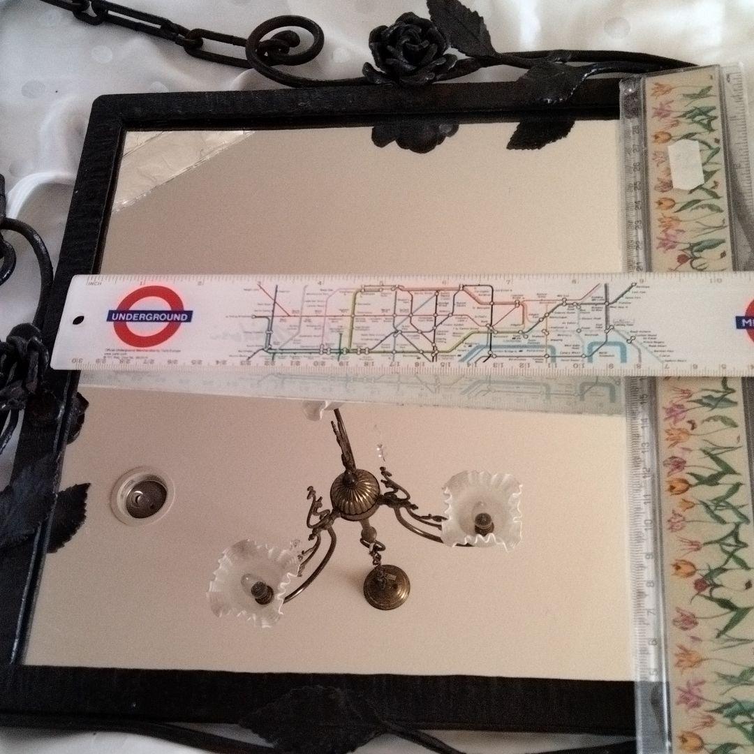 アイアンブラックローズ、美品、匿名配送、アンティークミラー。