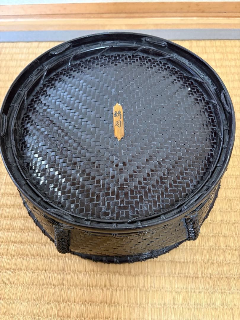 唐物炭斗　六角底丸　鱗司作　裏千家