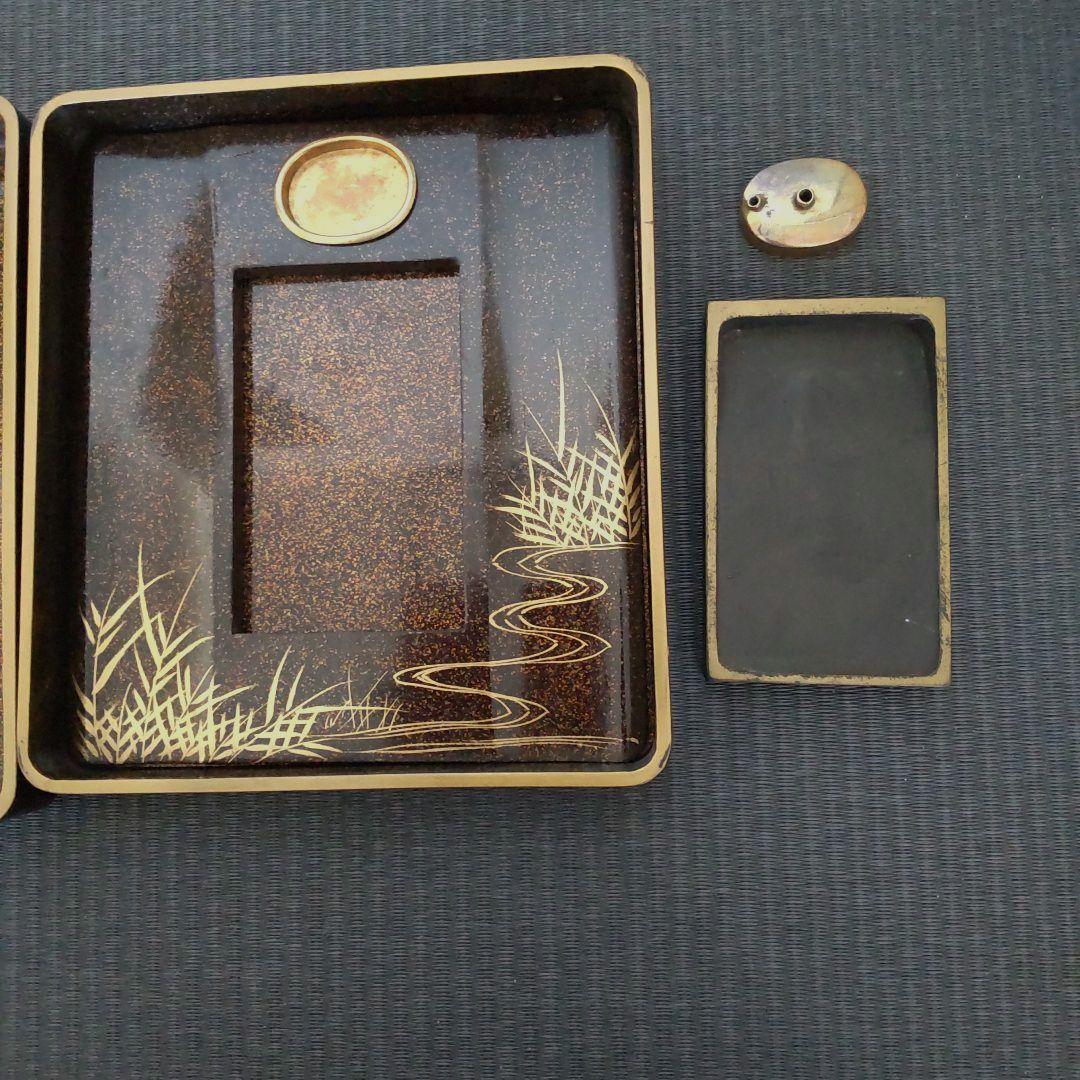 Tarou Kimoto　書道　豪華美品　漆塗り　梨地　金蒔絵硯箱