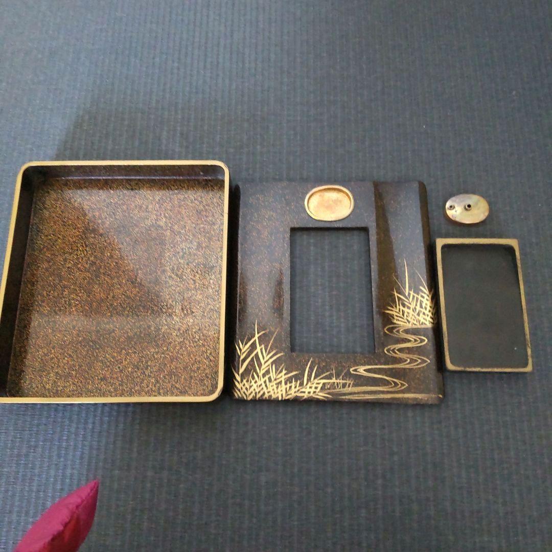 Tarou Kimoto　書道　豪華美品　漆塗り　梨地　金蒔絵硯箱