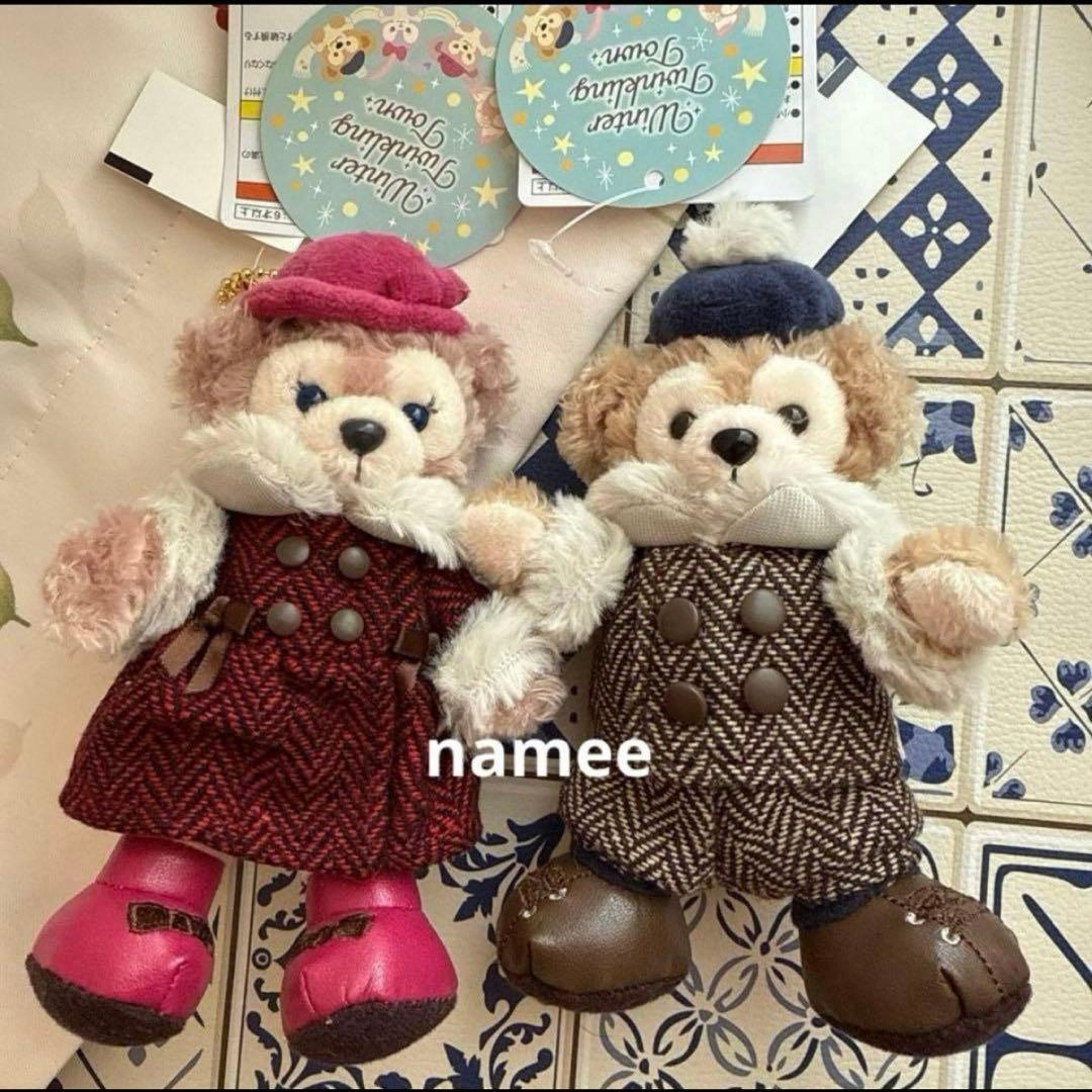 ダッフィー　シェリーメイ他　ぬいぐるみバッジ　ウィンタートゥインクリングタウン