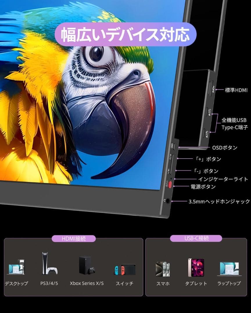 Miuniu モバイルモニター 15.6インチ 1920x1080 DCI-P3