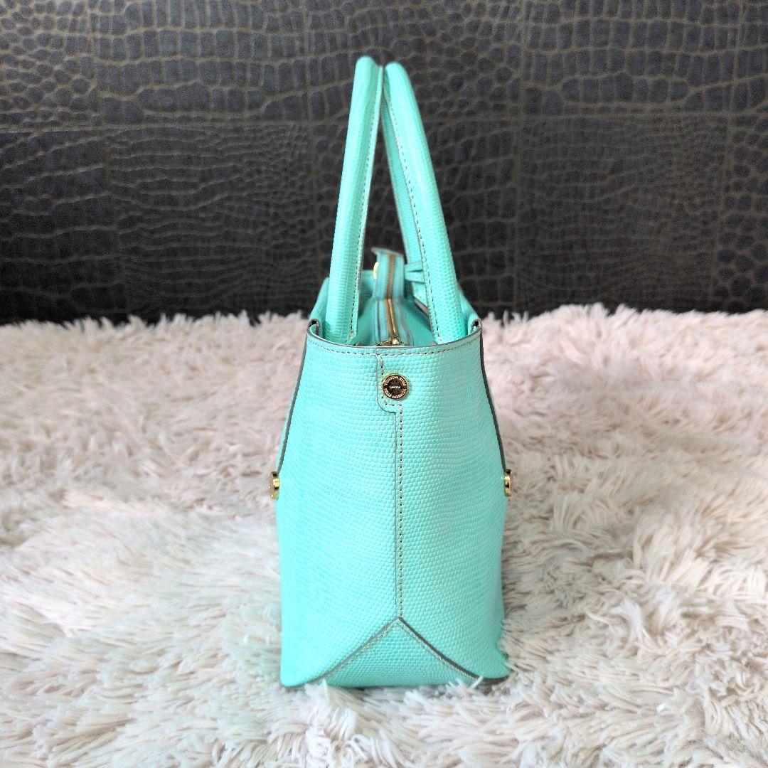 【極美品】PELLE MORBIDA ティファニーブルー 2wayリザード型押し
