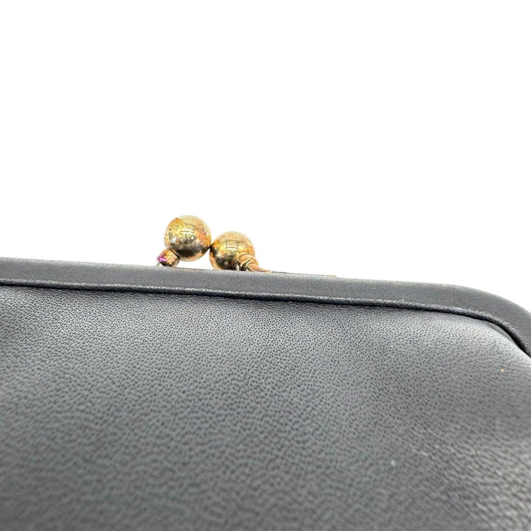 極美品 COACH コーチ がま口財布 小銭入れ ウォレット レザー 黒