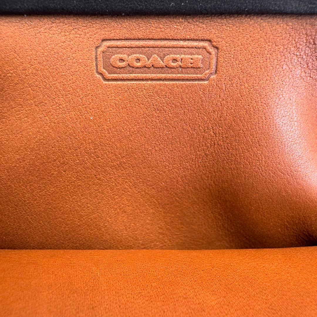 極美品 COACH コーチ がま口財布 小銭入れ ウォレット レザー 黒
