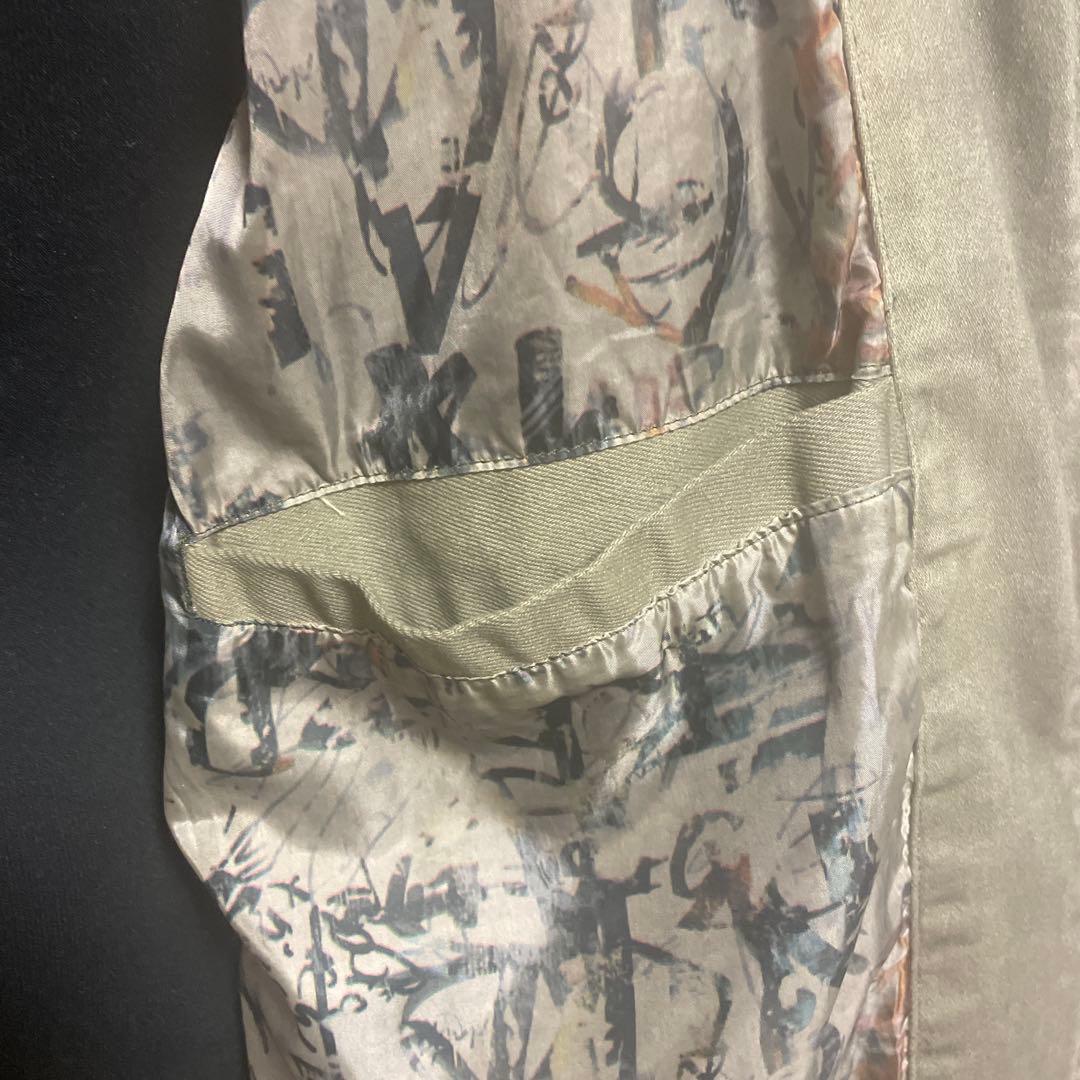 hott:DESIGUALバックレザー刺繍ミリタリーモスグリーンブルゾン