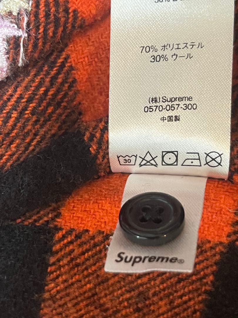 Supreme オレンジ・黒チェック L