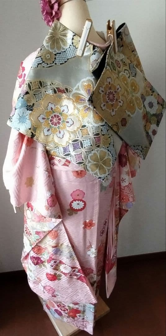 k様　441.花の妖精　振袖7点セット　正絹　フルセット　成人式　可愛いピンク