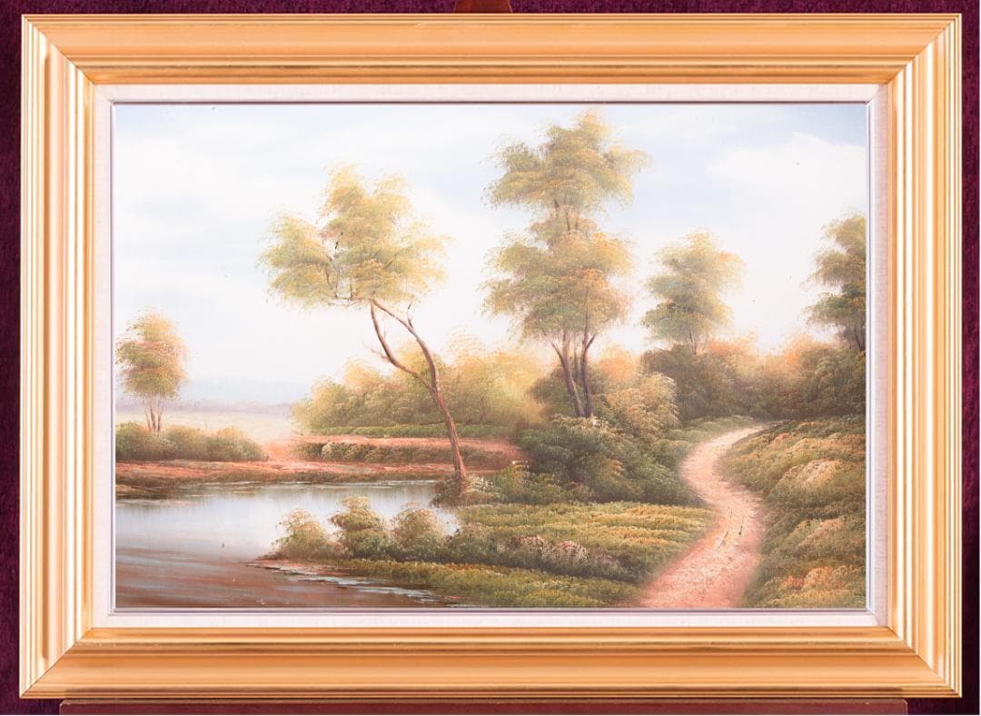 ★未使用高級ゴールド額付★手書き油絵★外寸約880×660mm 玄関やリビングに