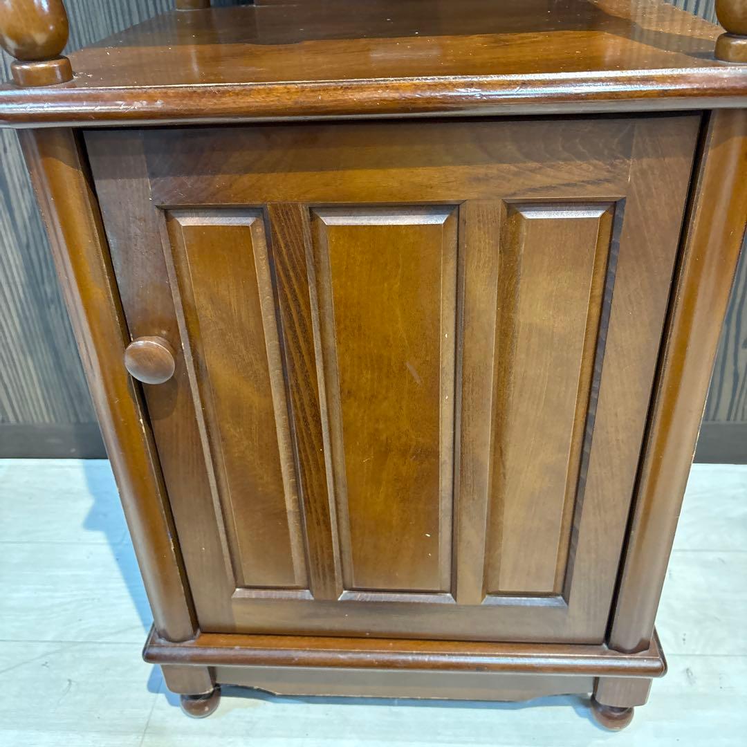 木製電話台 引き出し付き ブラウン