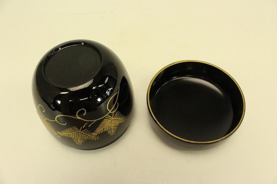 茶道具 シダ蒔絵 棗 お稽古 美品(A950)