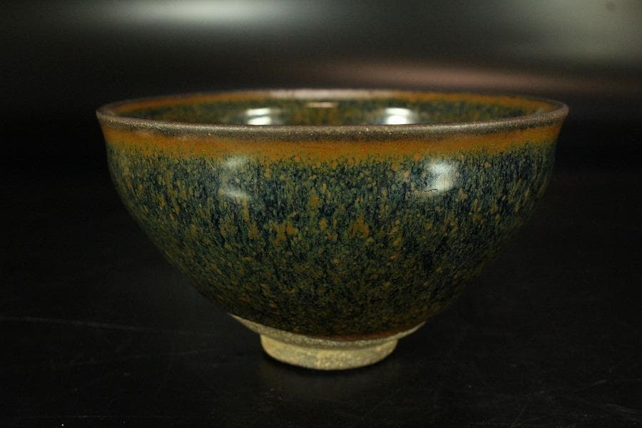 中国美術 唐物 乃木目天目 茶碗 仕服 茶道具(K-RC953)