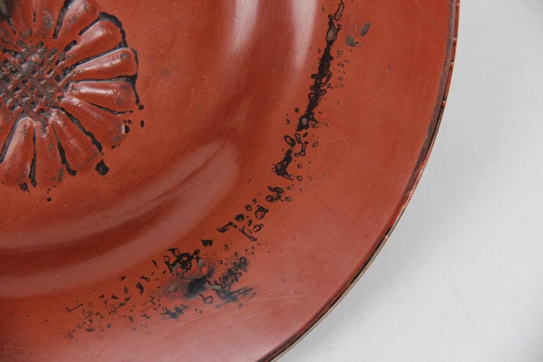 木製漆塗 根来 丸盆 煎茶盆 仏教美術 唐物 独酎盆 酒器盆 ED11-31