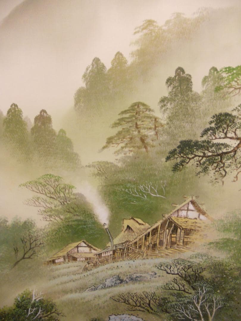 掛け軸 昇岳 深山緑彩 絹本 希少 軸装 茶道具 掛軸 です。