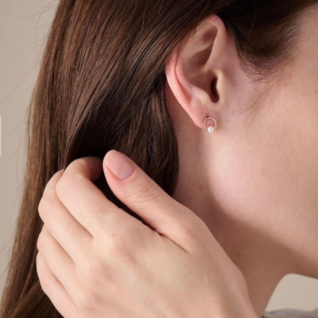 保証書あり❣️ete K10YG パール サークル ピアス ニッケルフリー