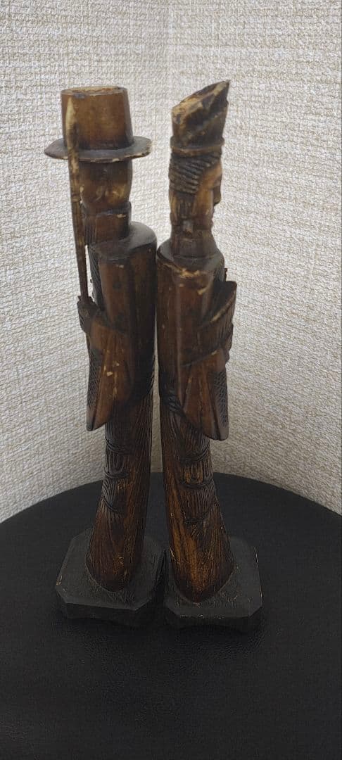 アンティーク　天然角製　人物像 セット　彫刻 置物