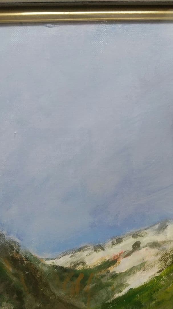 【名作】額縁付き F10号 油絵 白馬 大雪渓