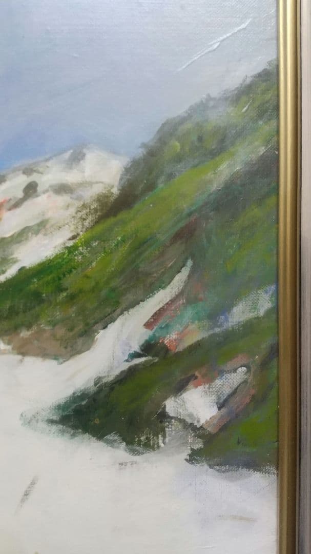 【名作】額縁付き F10号 油絵 白馬 大雪渓