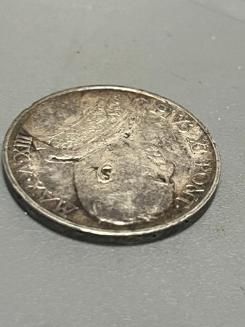 イタリア バチカン 10リラ 銀貨 ピオ6世 未使用 フィレンツェ購入