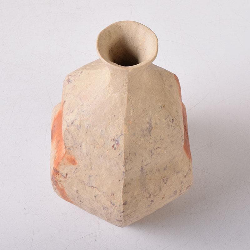 Toshi　備前焼　川端文男作　自然練込　徳利　共布　共箱　V　7597