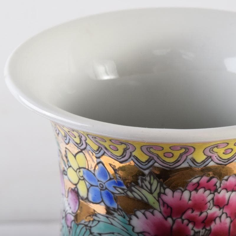 中国　乾隆年製款　粉彩　花草文　花瓶　C　7952A