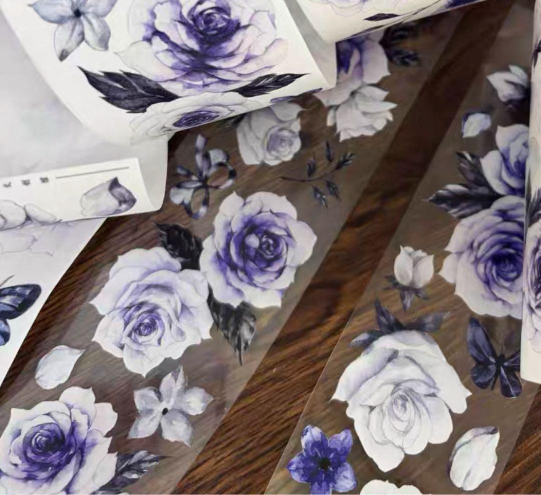 新品　凝夜紫シリーズ　PET亮面マスキングテープ　マステ　6m