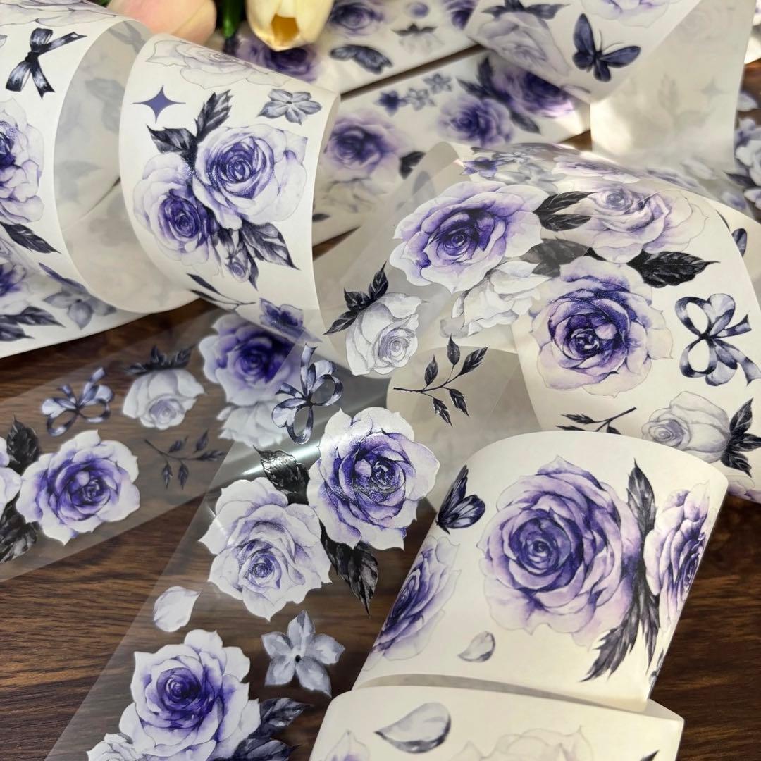 新品　凝夜紫シリーズ　PET亮面マスキングテープ　マステ　6m