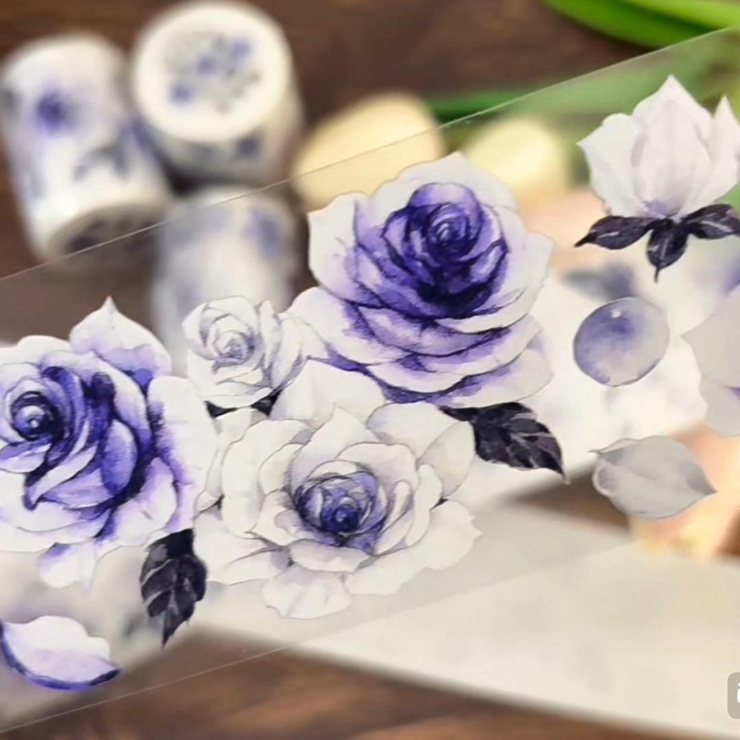 新品　凝夜紫シリーズ　PET亮面マスキングテープ　マステ　6m