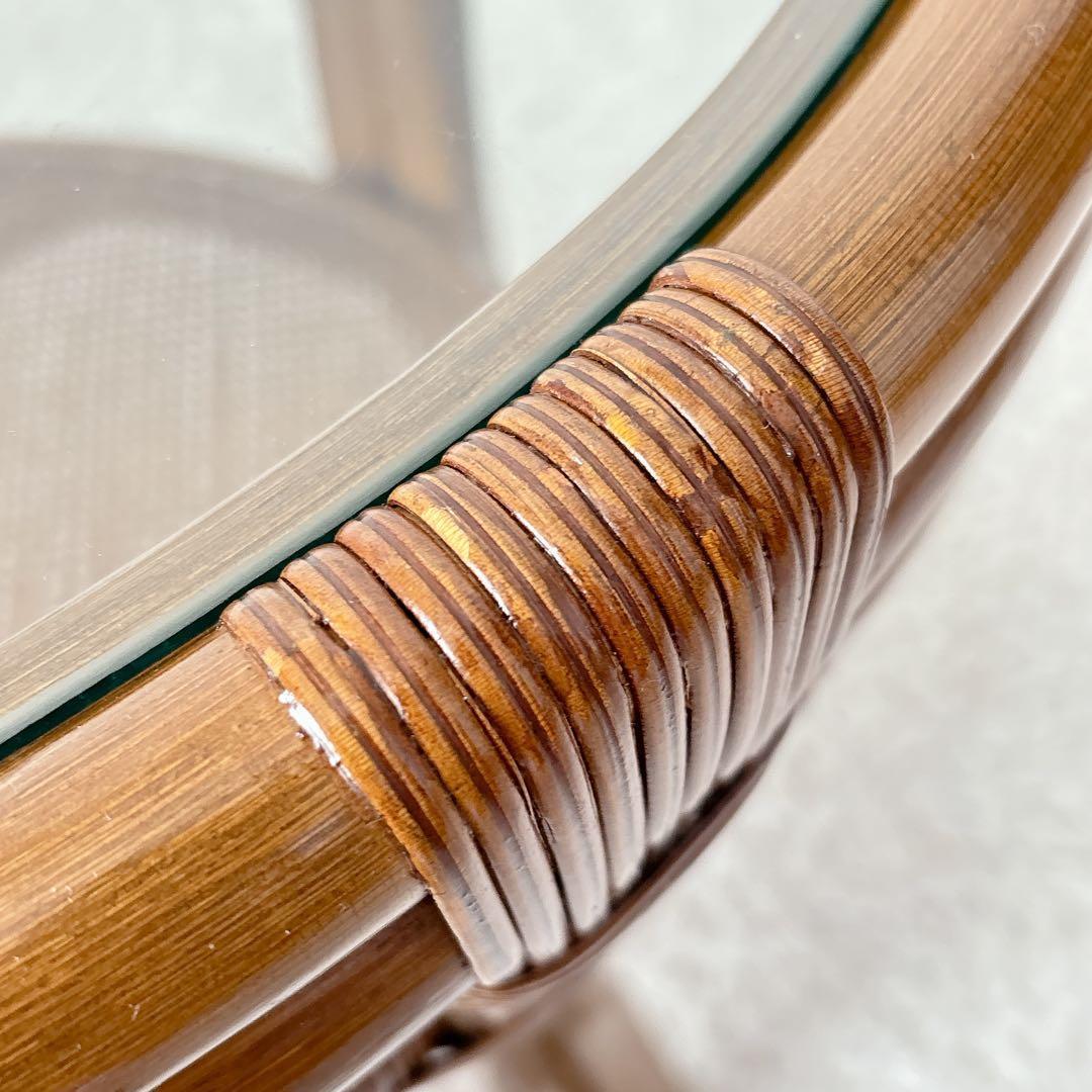 オールド 小泉】ガラストップ 籐 ラタンテーブル　　センターテーブル レトロ