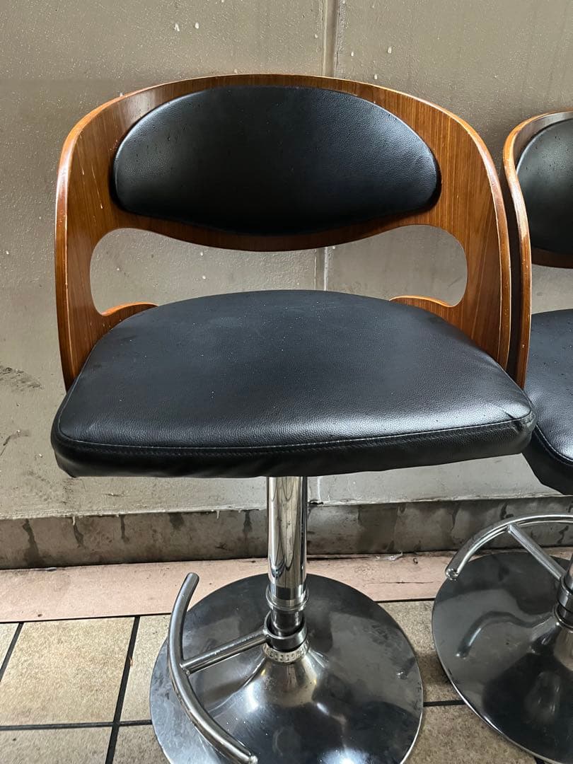 木製バースツール 4脚セット
