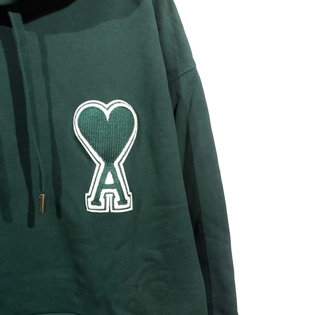 ami paris / プルオーバーフーディー / デカロゴ / グリーン