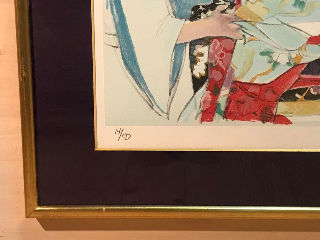 リン松岡「女形と弟子」　リトグラフ　直筆サイン・エディション・作品証明シール有り