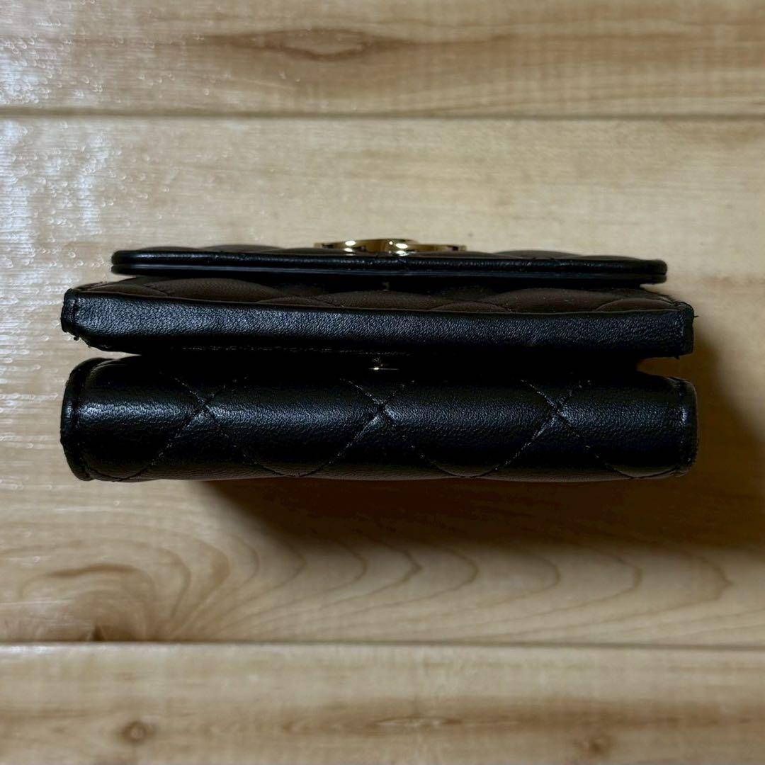 CHANEL シャネル ミニ財布 三つ折り財布 ラムスキン