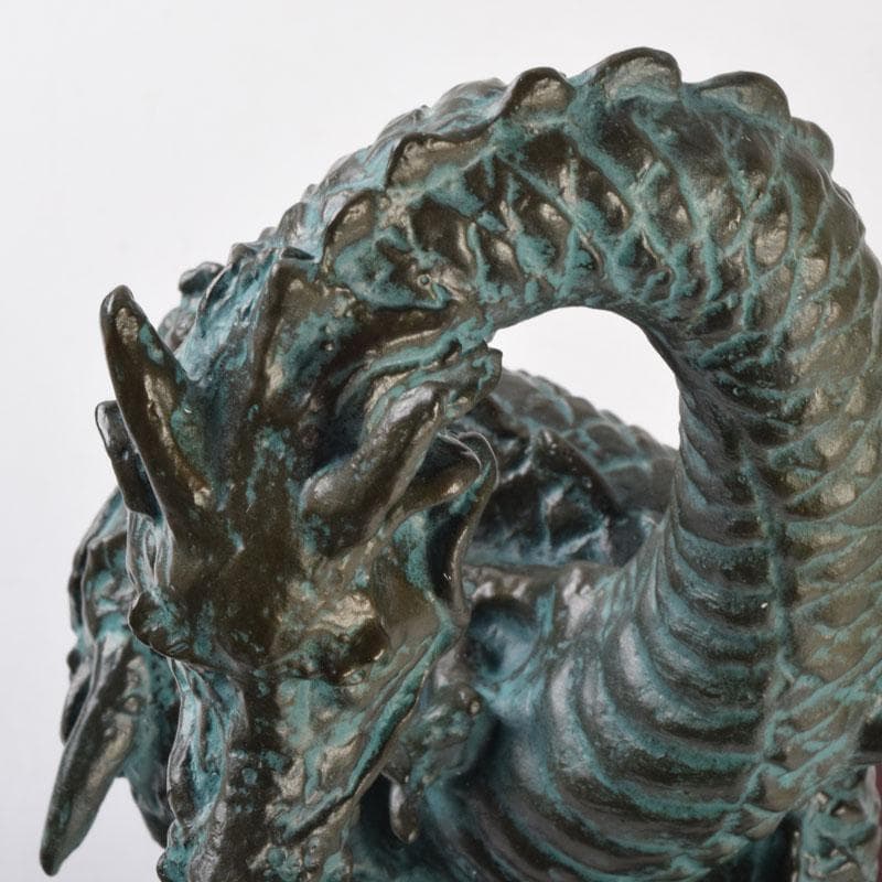 彫刻家　江里敏明造　青銅　青龍　置物　共箱　V　9090A