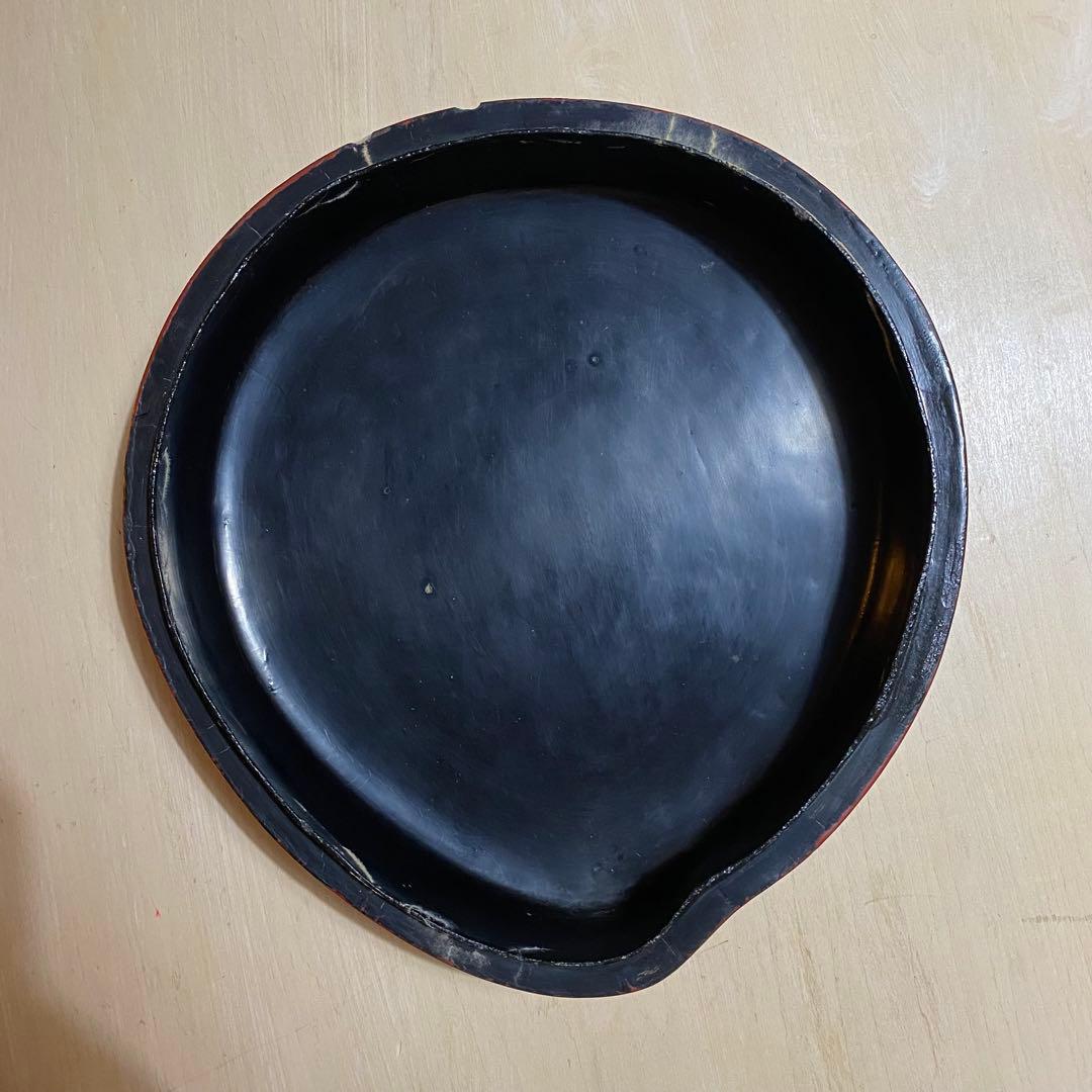 中国骨董:赤い漆器の蓋もの(桃の実と花)