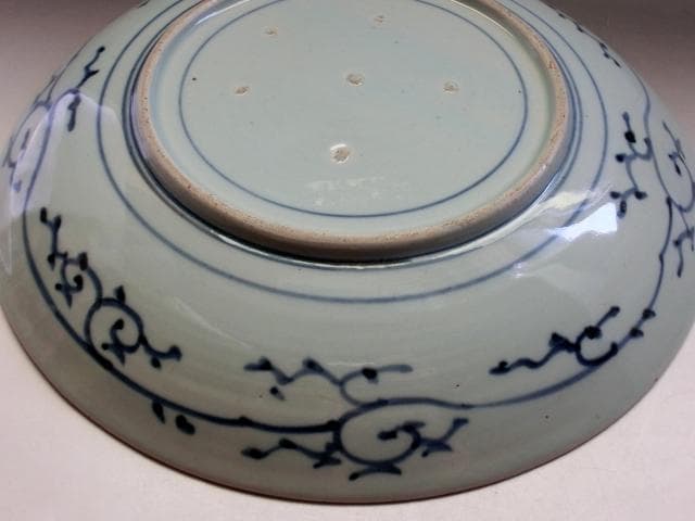 大皿■鳳凰幾何学模様色絵皿 7角花唐草紋 古伊万里 赤絵 時代物 古い骨董品■