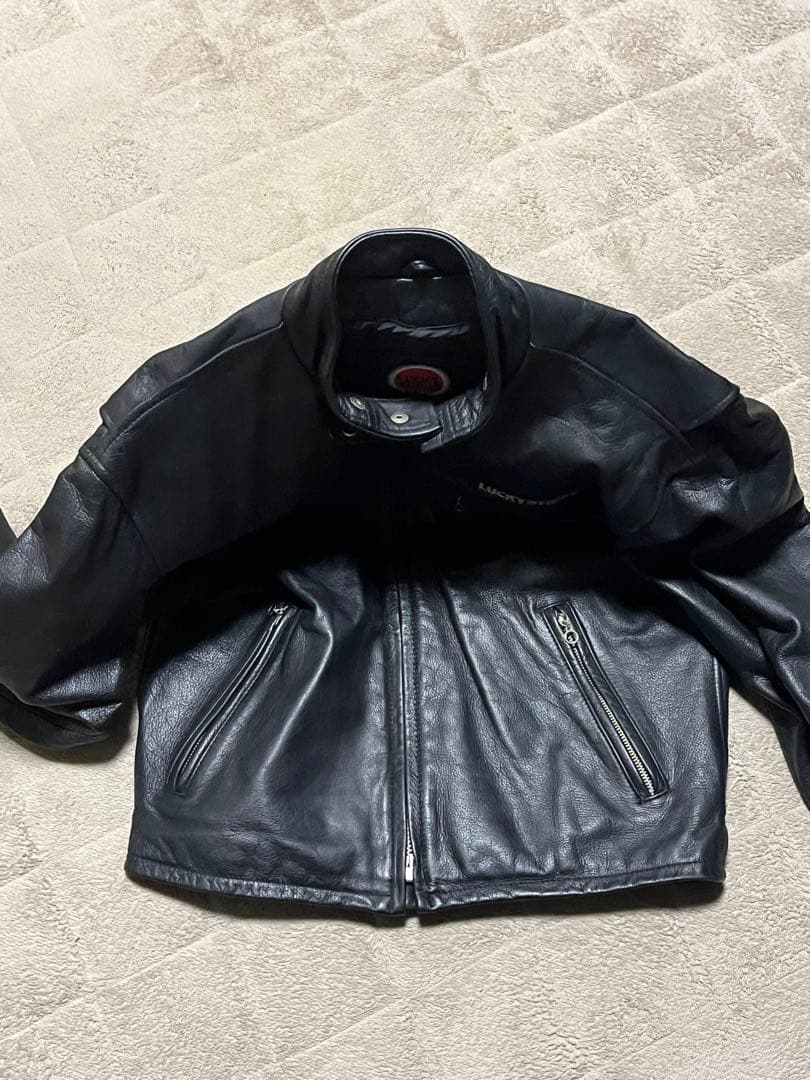 【美品!!】LUCKY STRIKE Lサイズ　ライダースジャケット ブラック
