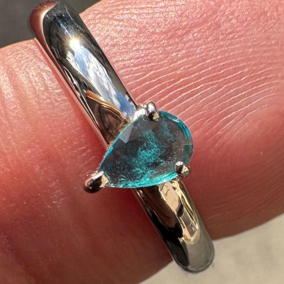 みぃ　パライバトルマリン　中宝研鑑別付0.140ct K10WGリング