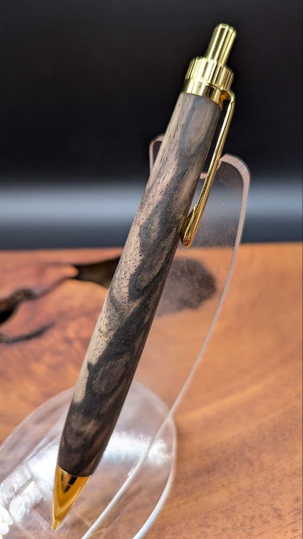 620極上　黒柿孔雀杢　木軸シャーペン　ボールペン