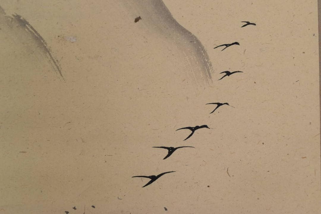 【真作】岡本豊彦/山水図/山水魚見台図/マテ小屋/掛軸☆宝船☆AB-468