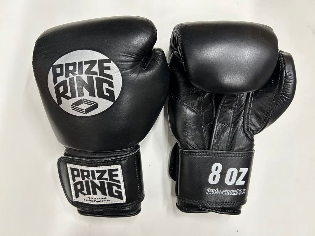 プライズリング　ボクシンググローブ　本革製 黒 8oz