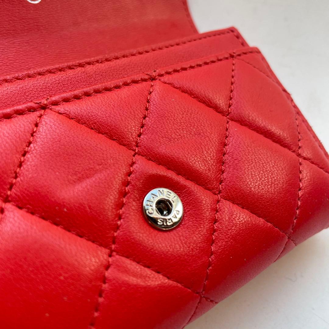 CHANEL マトラッセ ケース レッド ラムスキン フランス製 財布
