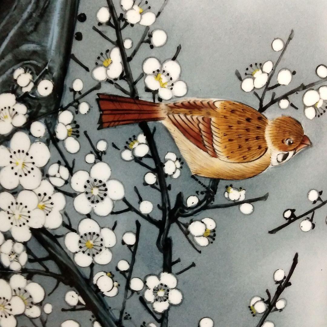 ★超特大158cm　【飾り壺　花鳥画　白梅と雀の図】沖縄本島引取限定　現物確認可