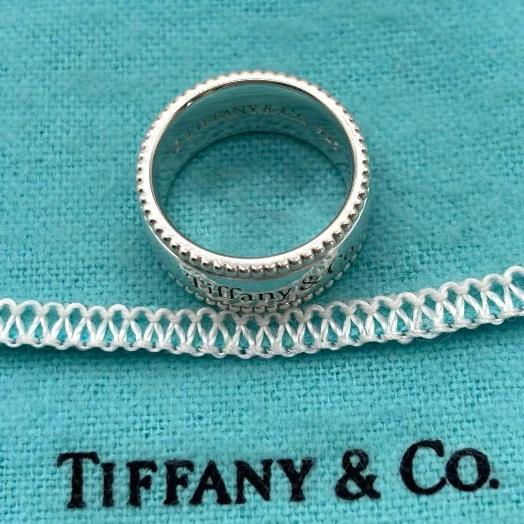 TIFFANY&Co.【超希少】ミルグレインロゴワイドリング　　約8号弱　付属品