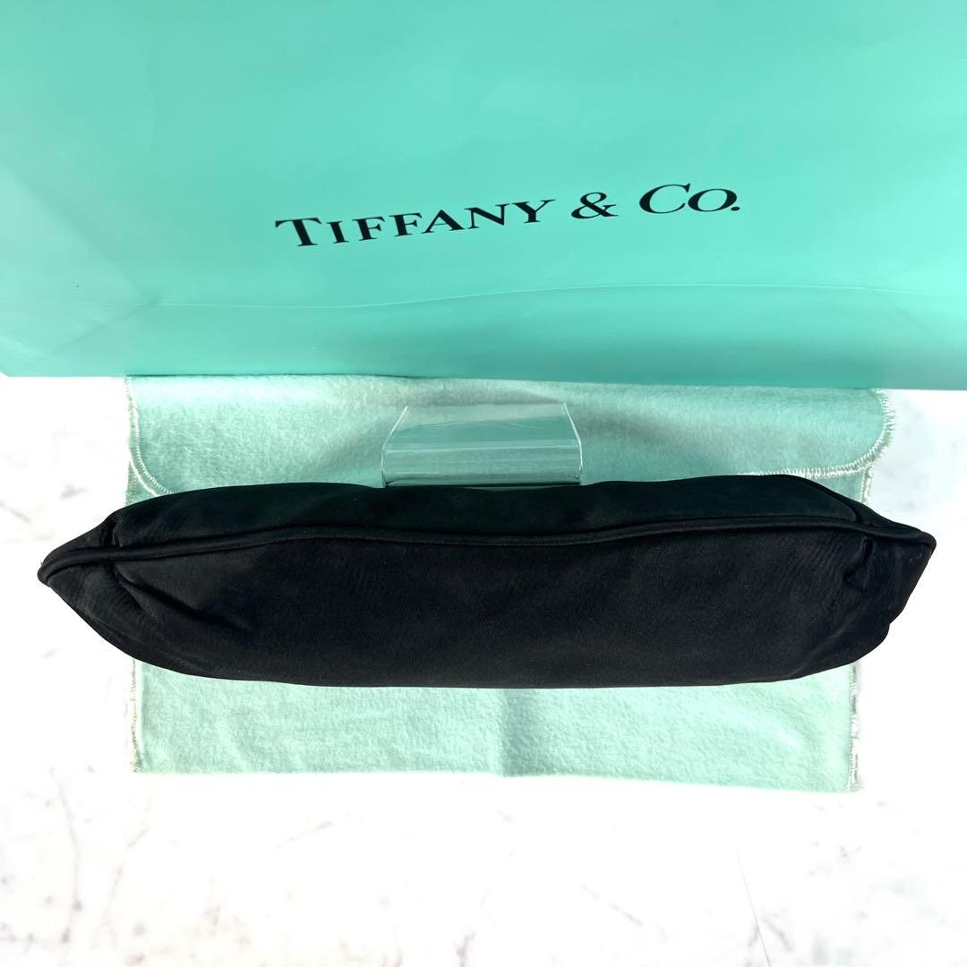 希少 ティファニー パーティーバッグ クラッチバッグ ブラックティファニーブルー