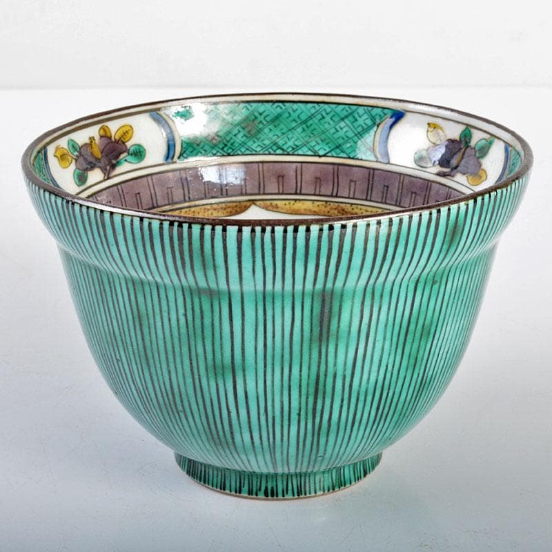 九谷焼　青九谷　山水文　盃　時代箱付　V　R4406