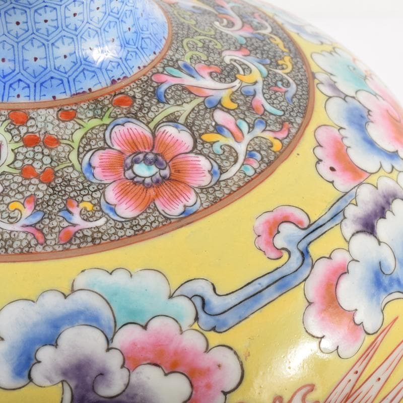 中国　大清乾隆年製　粉彩　雲龍花草魚文瓶　梅瓶　C　7020A